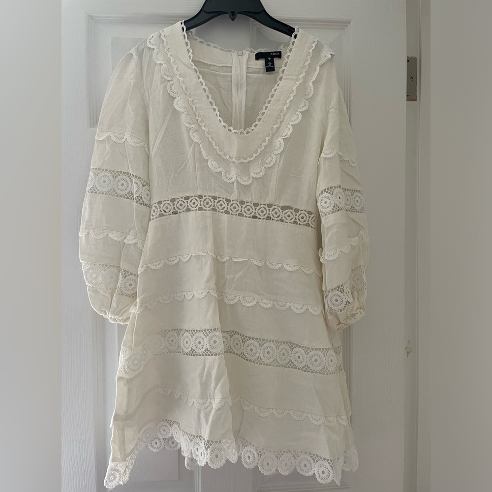 Bloomingdale’s Aqua white mini dress